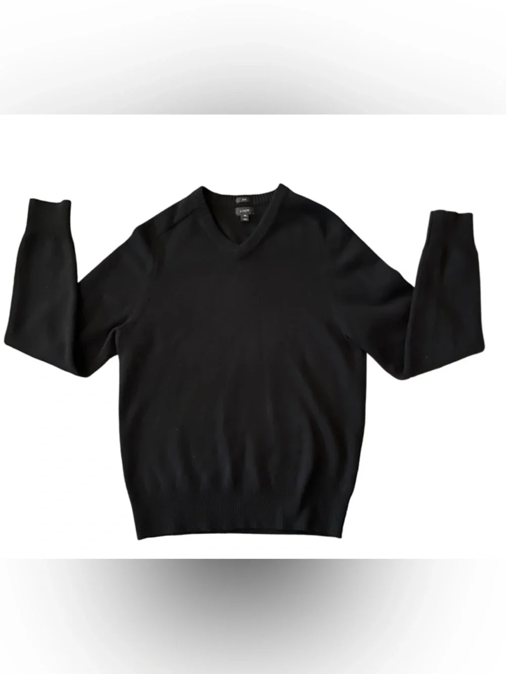 J.Crew Black 100% Lambswool Sweater Size M Slim Fit (Fits Small) V-Neck Classic